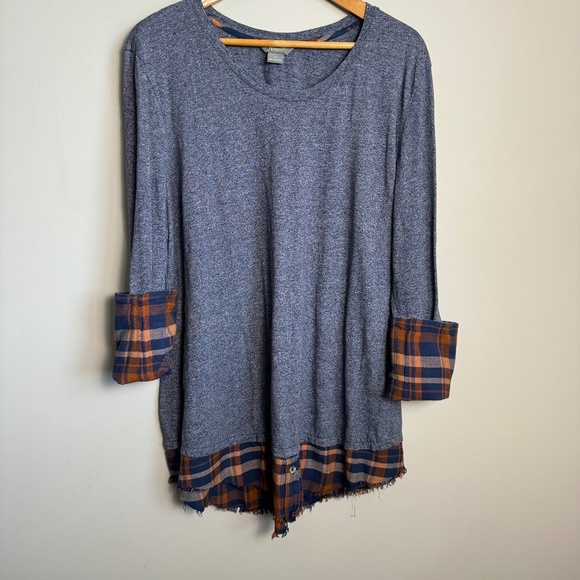 Natural Reflections Women's Steel-Blue Lagenlook Twofer Long‎ Sleeve T-Shirt 1X - Picture 5 of 12